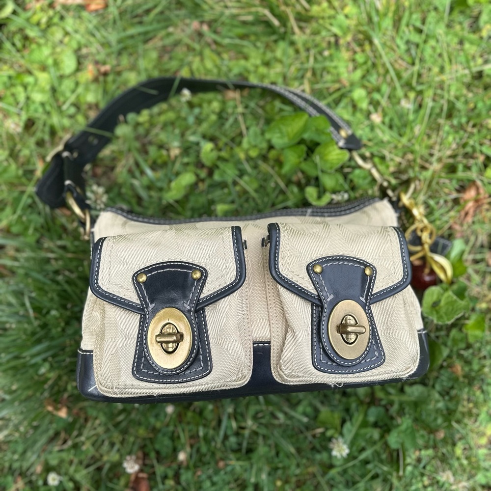 Coach 65th Anniversary Legacy Double Turnlock Cream/Black Y2K Handbag